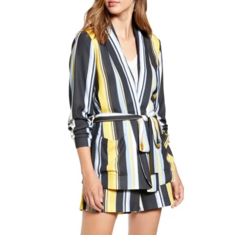 Halogen Soft Tie Waist Blazer Stripe Jacket NWT